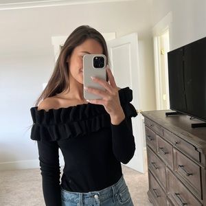 Long sleeve off the shoulder top